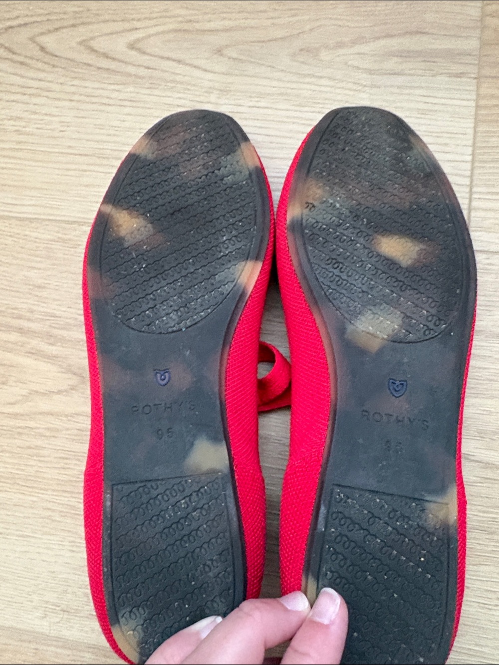 Rothy's Red Mary Jane Flats with Blue Trim - Picture 4 of 5